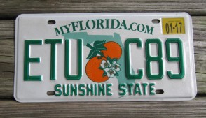 Florida State Official License Plate from All 50 USA Official State License Plate Collection Florida State Official License Plate