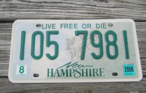 New Hampshire State Official License Plate