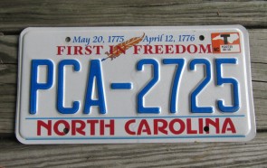 North Carolina State Official License Plate