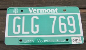 Vermont State Official License Plate